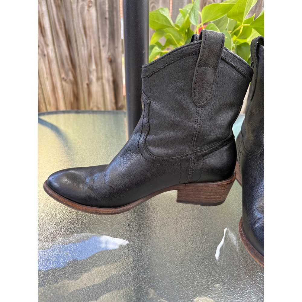 Frye Carson Shortie Black Leather Western Ankle‎ Boots 77031 Womens 6.5 B